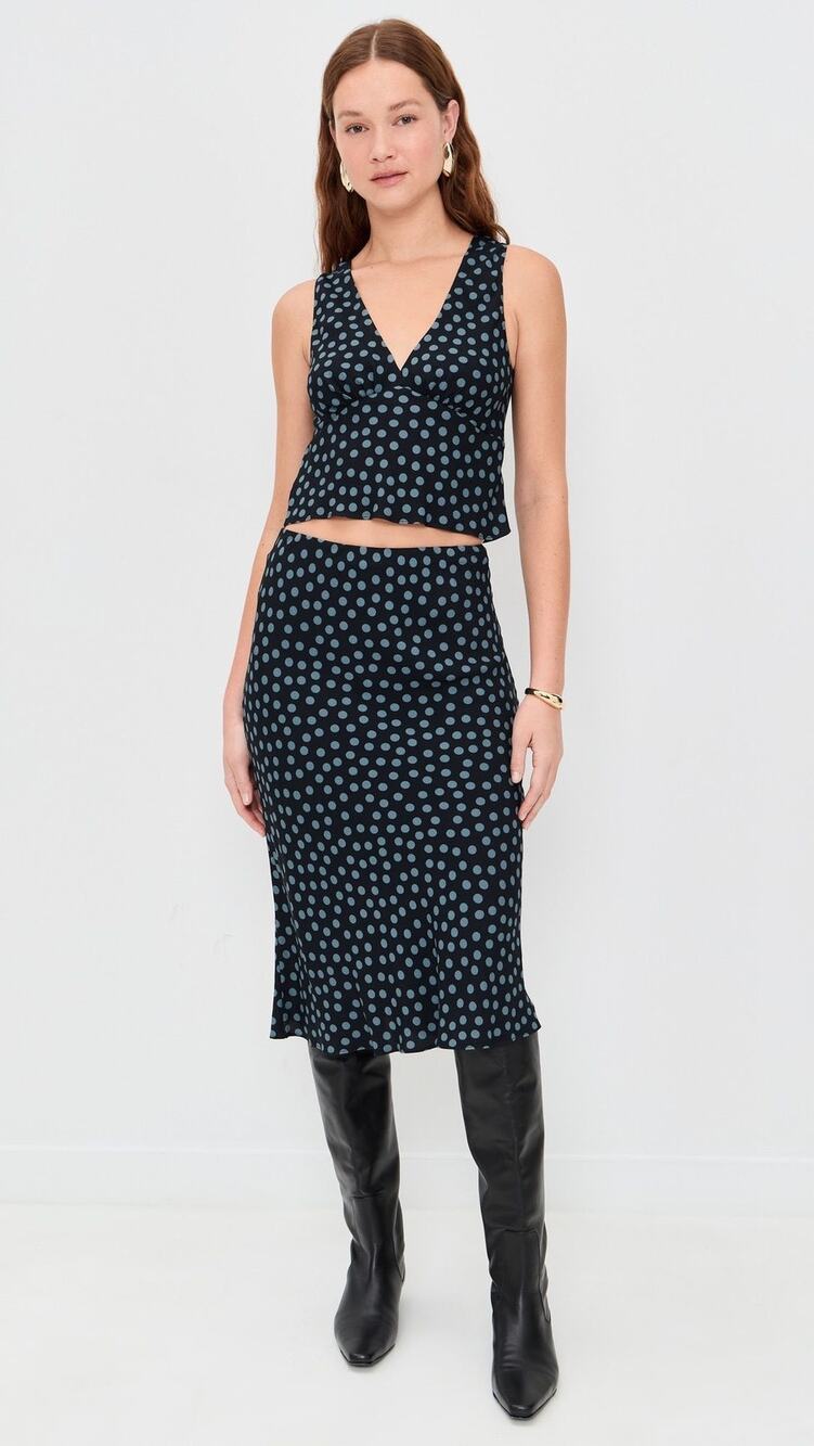 NWT Reformation Ryan Cosmic Dot Two Piece Skirt Set Size 6